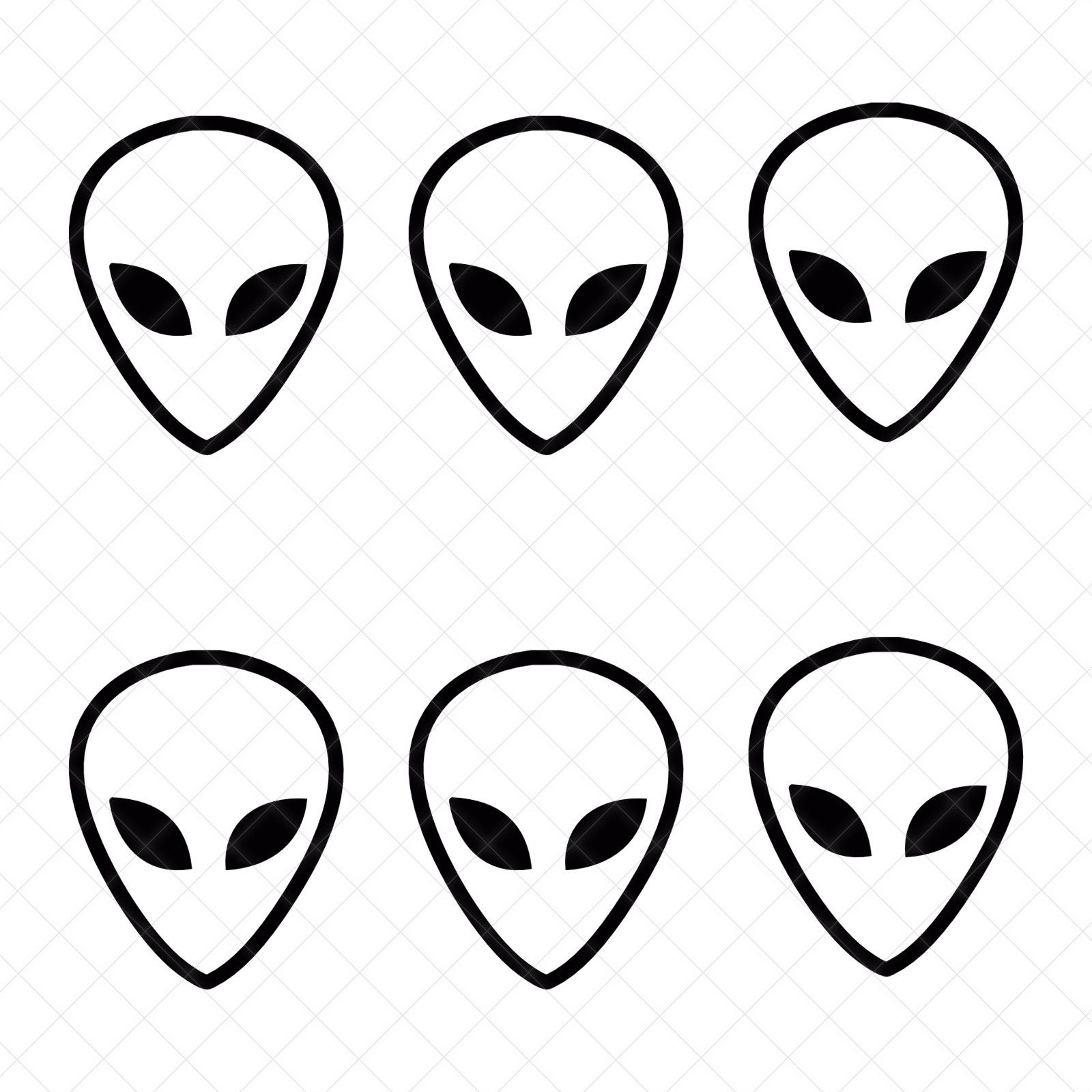 Set of 6 Alien Face Vinyl Decals Sticker for Halloween Decoration