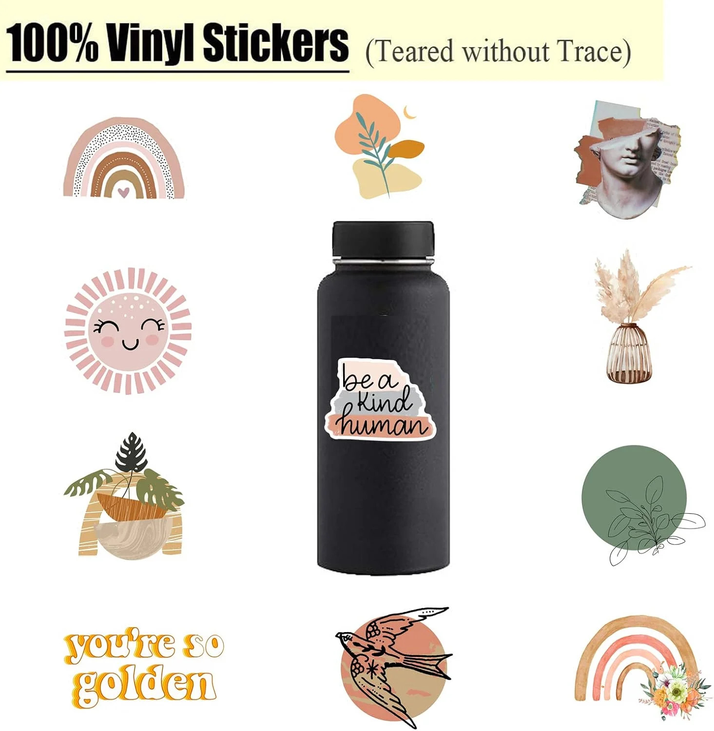 CAKOLINK Vintage Aesthetic Stickers 50 Pcs, Vinyl Waterproof Stickers for Water