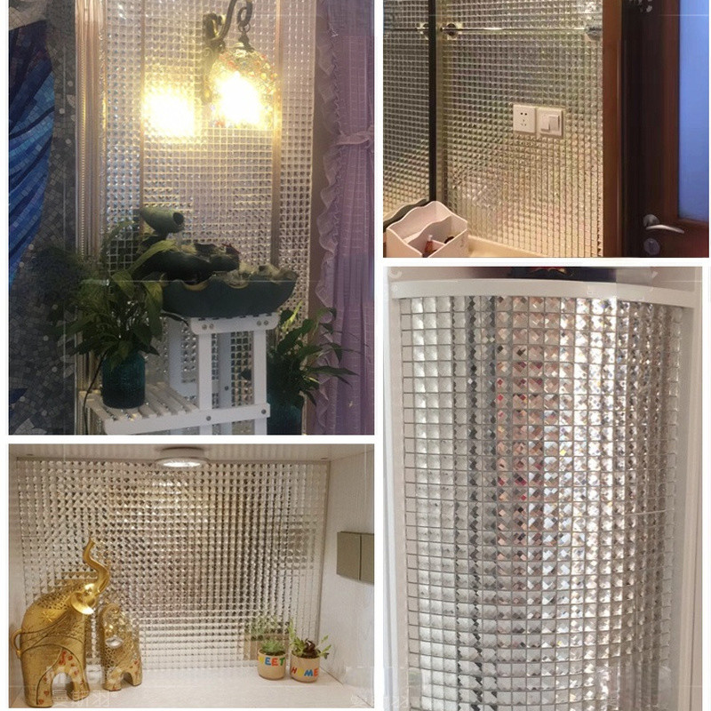 1x Mirror Glass Crystal Wall Tile Sticker Self Adhesive Diamond Backsplash Decal