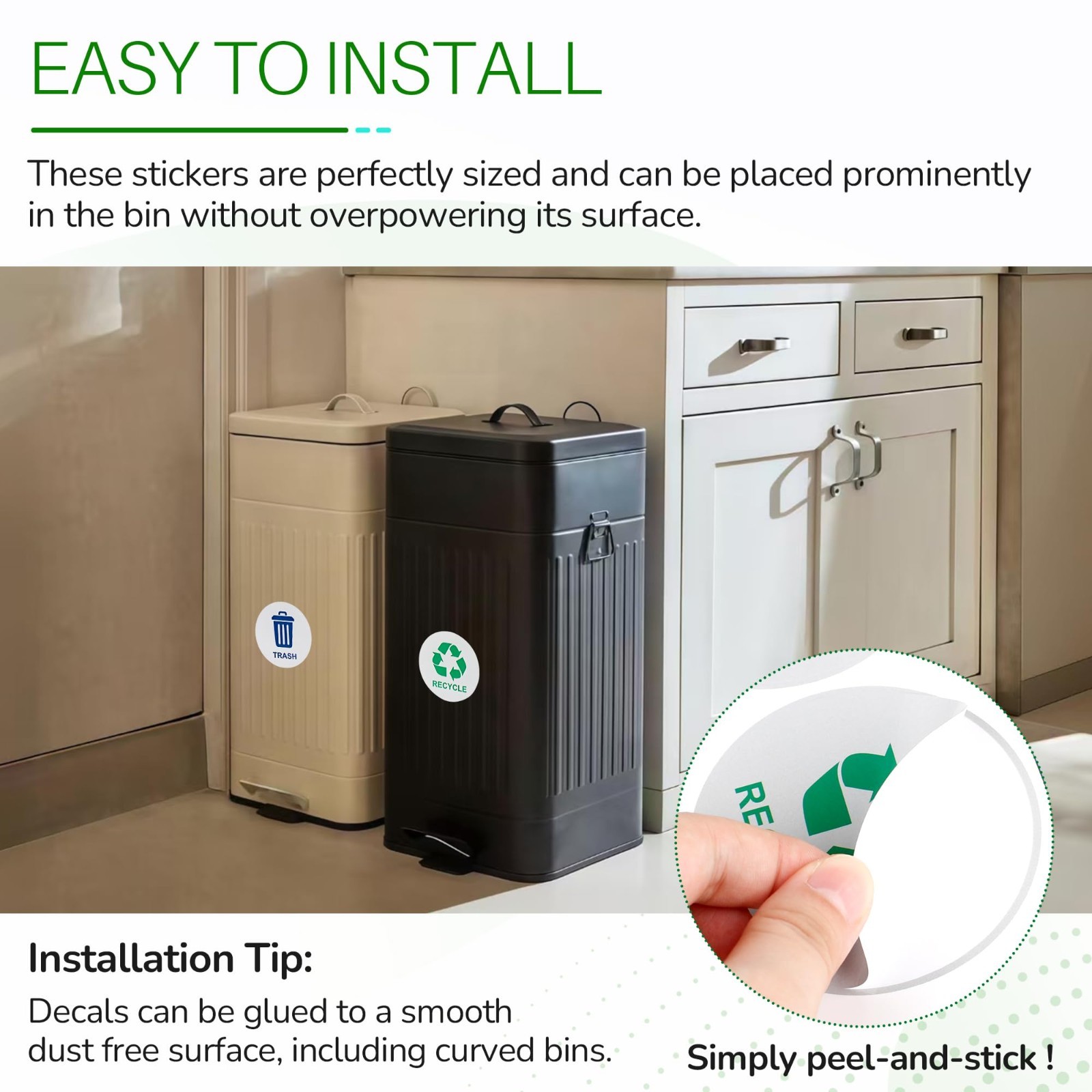 40 Waterproof Trash & Recycle Stickers for Outdoor Bins – Garbage Sorting Decals
