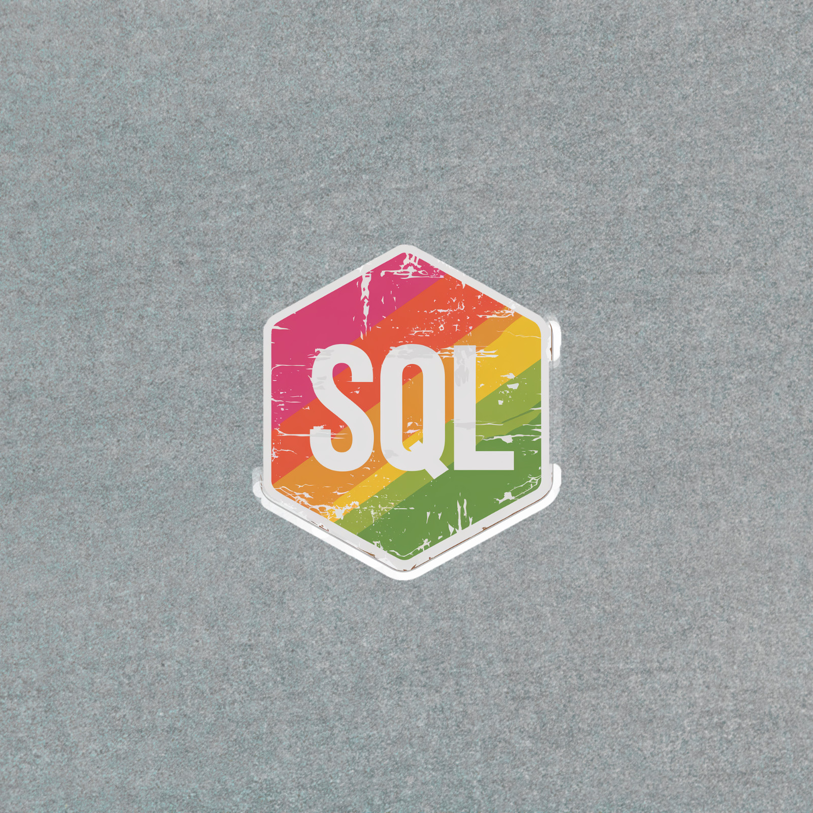 SQL Programming Language Colorful Retro Distressed Hexagon Sticker #4798