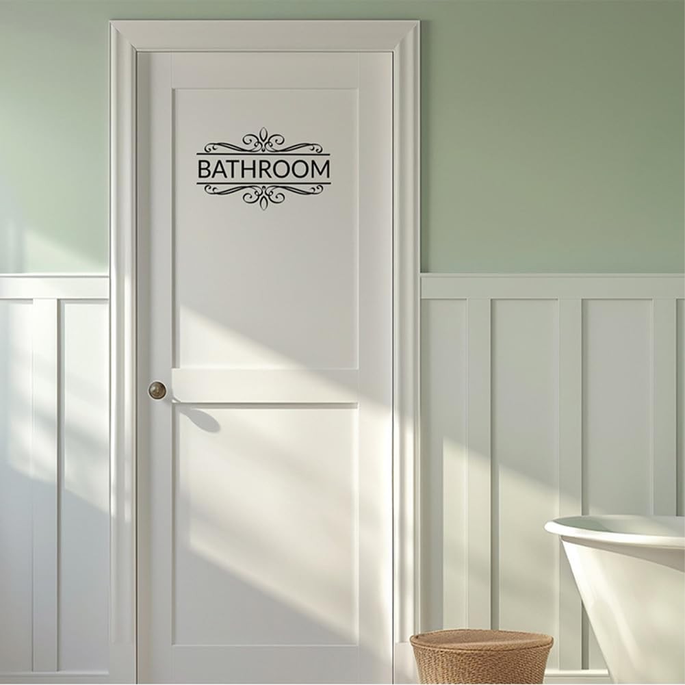 2Pcs Bathroom Sign Sticker for Business and Home Waterproof PVC Restroom Sign…