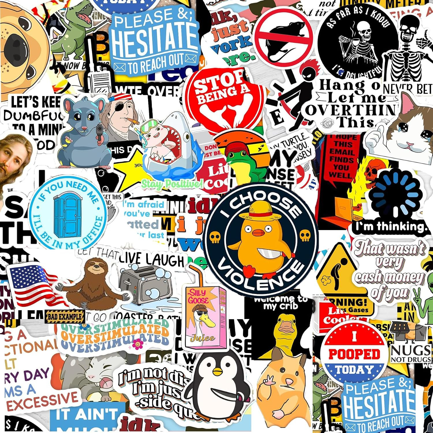 150Pcs Funny Stickers for Meme Water Bottles Pack Waterproof Cool Stickers