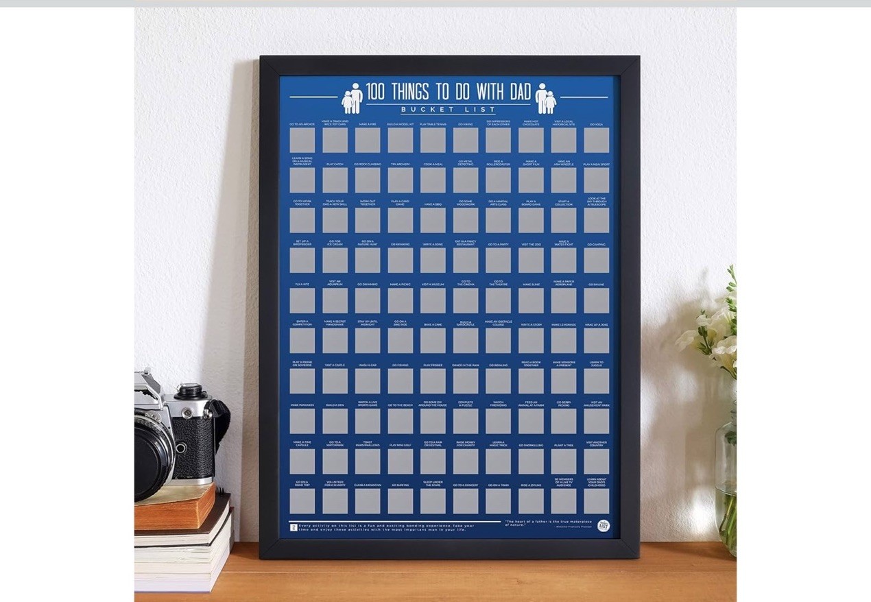 Bucket List 100 Things To Do With Dad Scratch Off Poster Checklist NIB