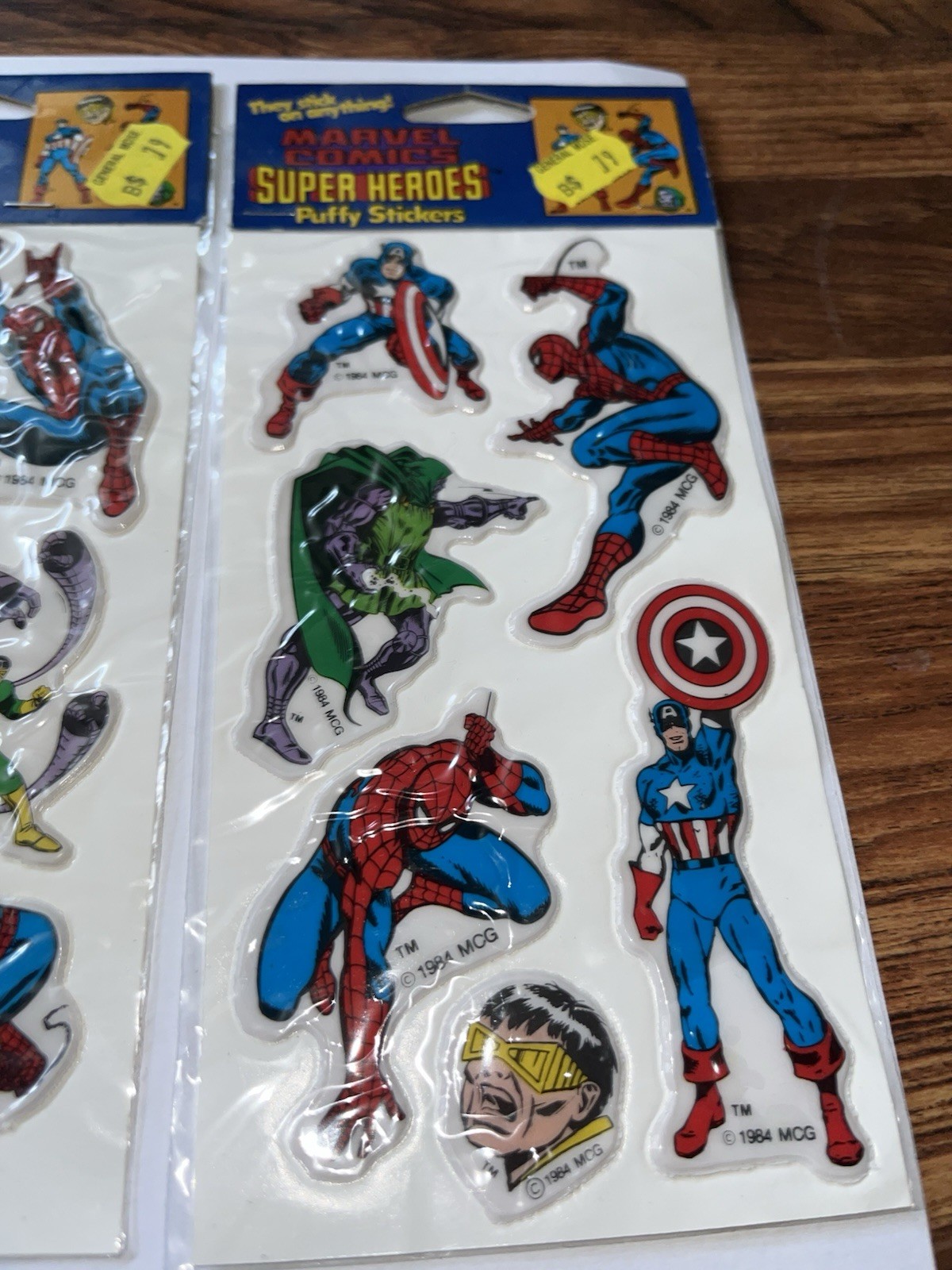 Vintage 1984 Marvel Comics – Super Heroes Puffy Stickers – New Sealed-LOT OF (3)