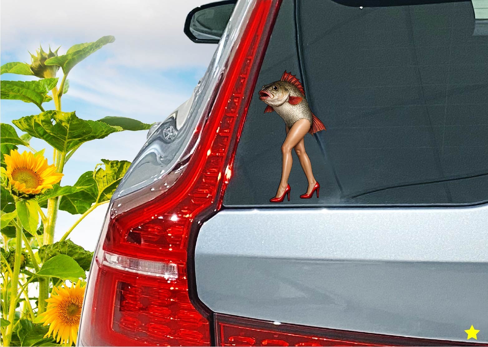 Reverse Mermaid Decal Sticker Backwards Fish Body Woman Legs Oddities Steampunk