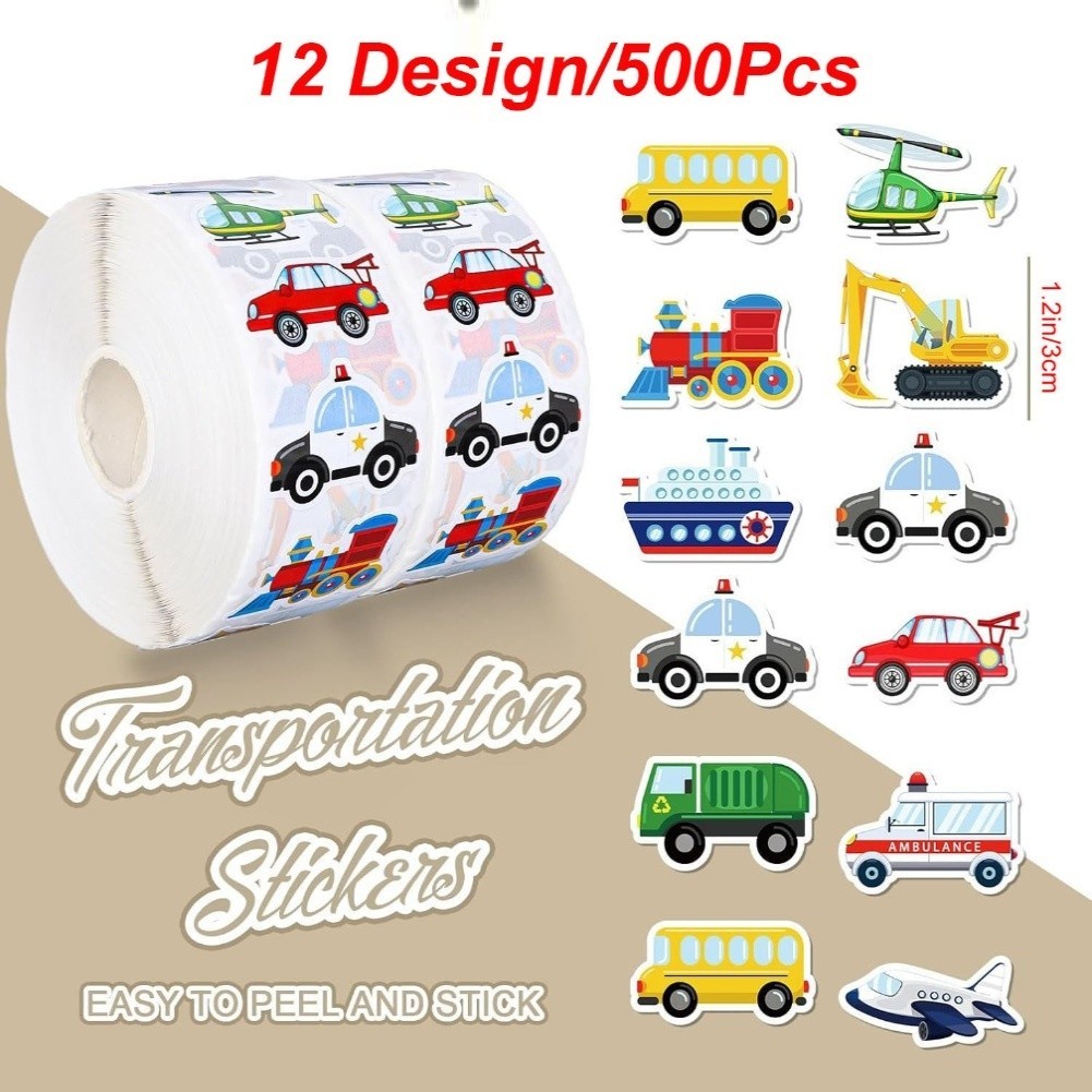 Children Cartoon Transport Stickers for For cars Buses Trucks and Planes Roll