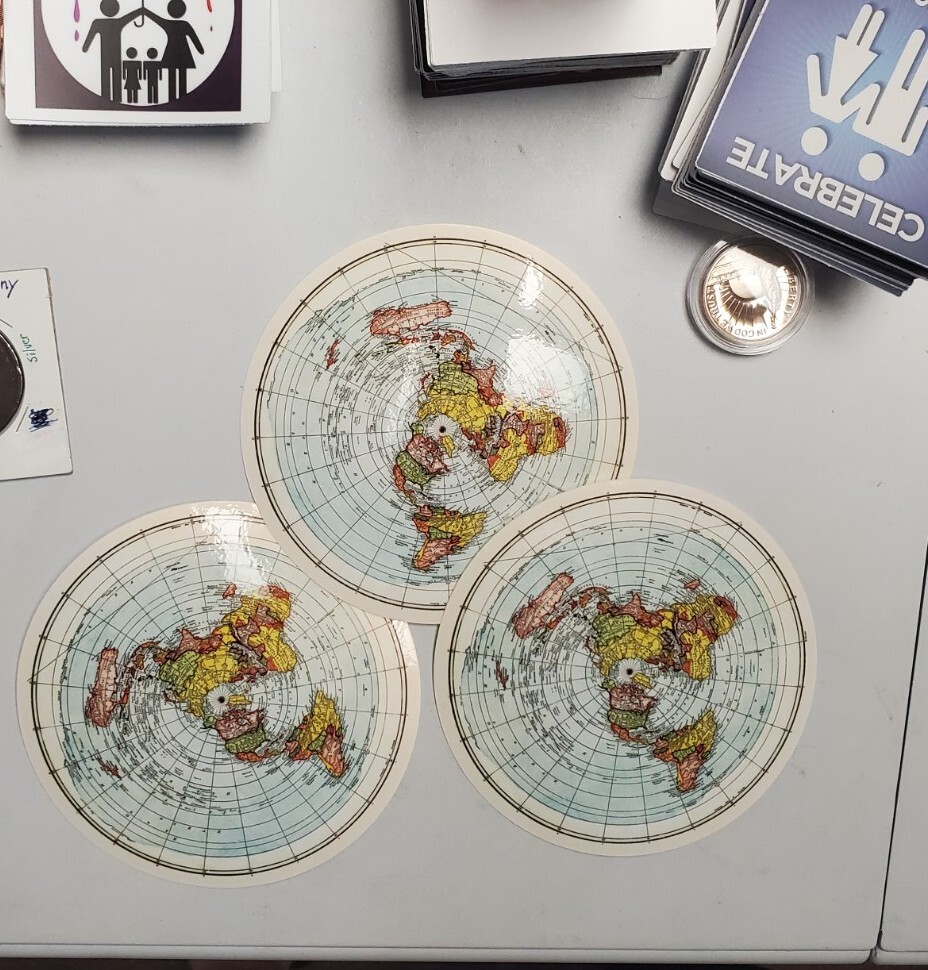 FLAT EARTH 🌎 MAP STICKER 5 inches in diameter