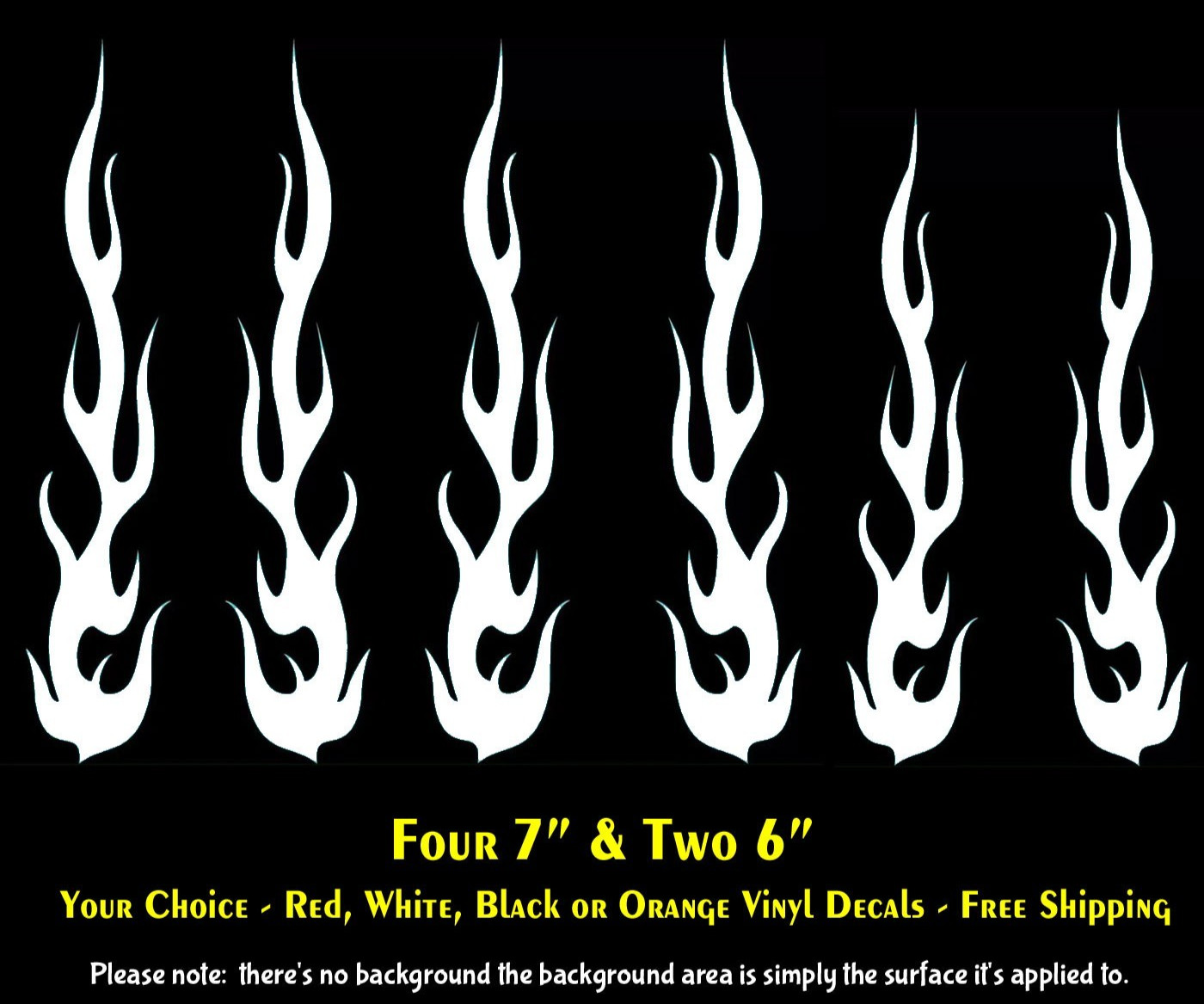 Tribal Flames Hot Rod Fire Six Vinyl Decals Car Truck Bike Helmet Motorcycle
