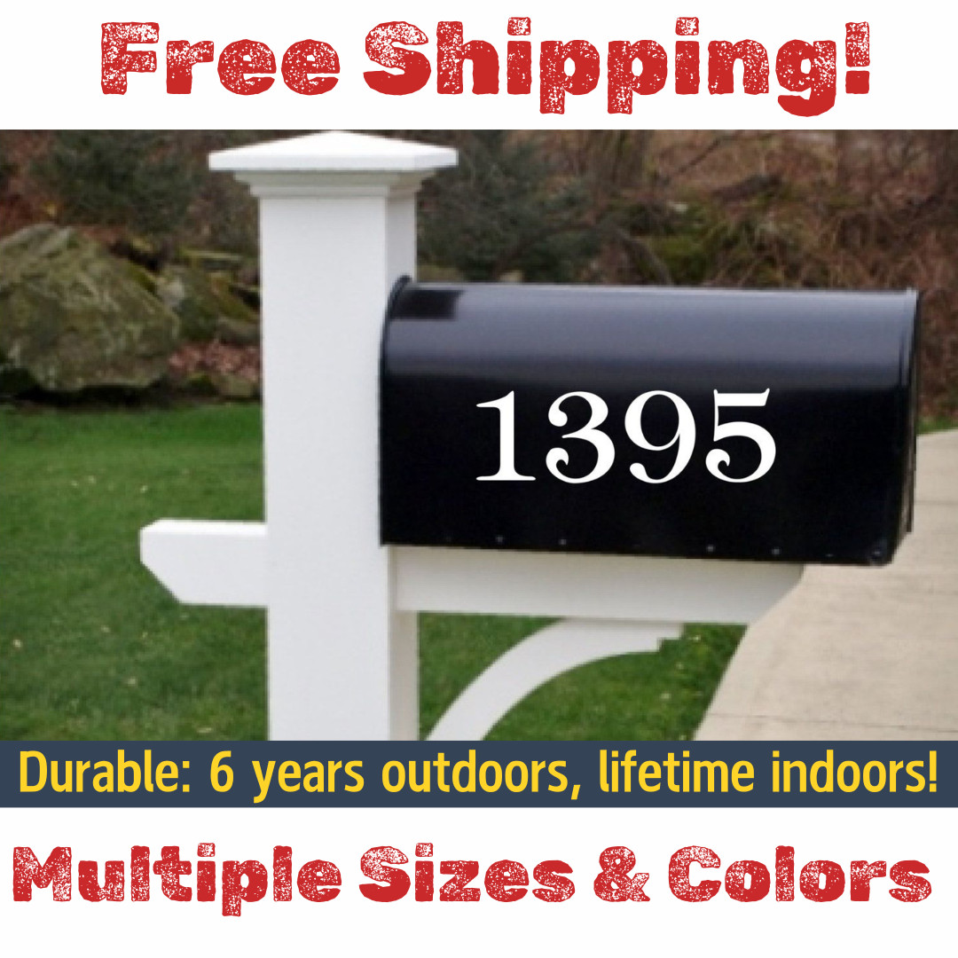 Custom Mailbox Number Decals Set of 2 – Pick Size, Color, Font, Store, Address