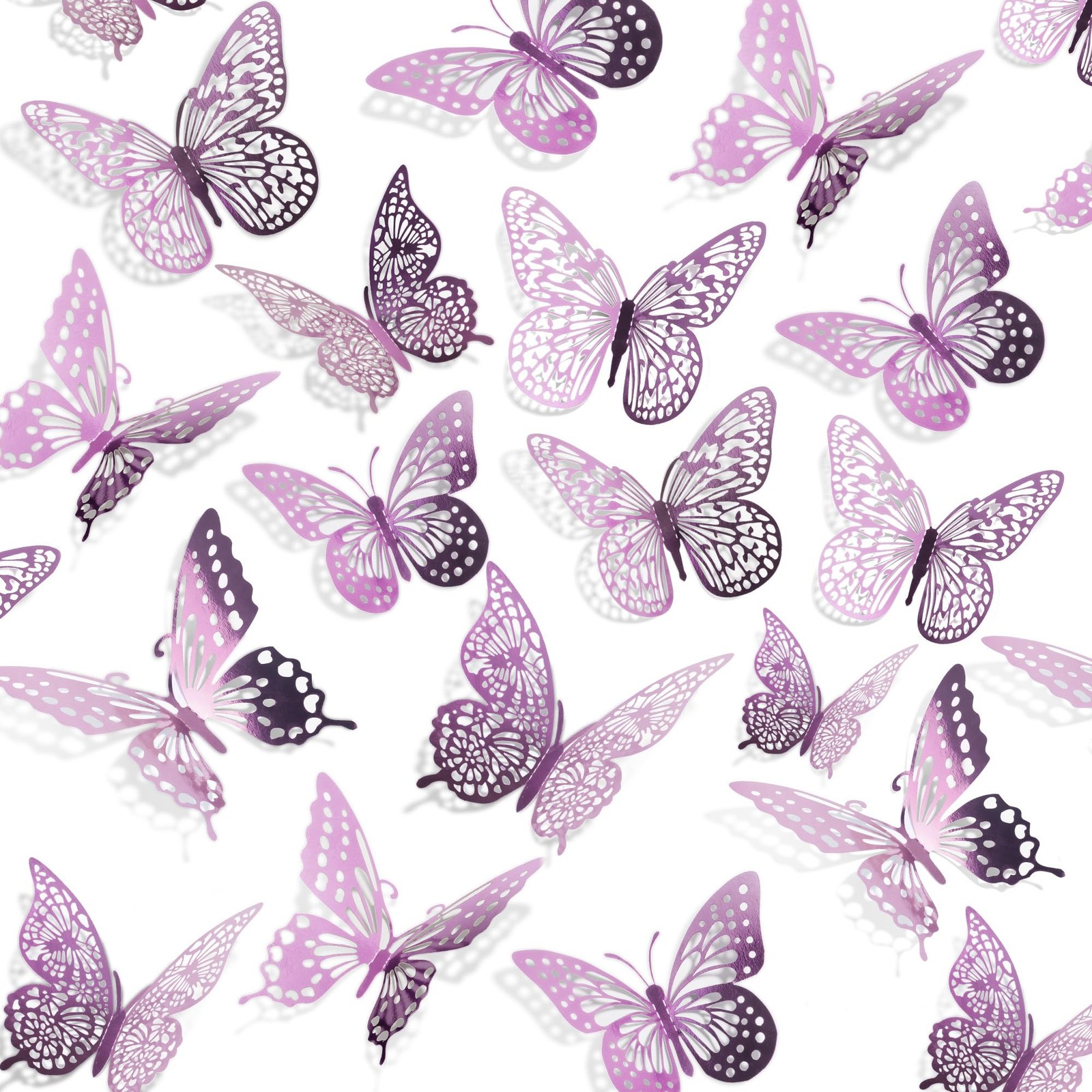 3D Butterfly Wall Decor 48 Pcs Lavender Butterfly Decorations