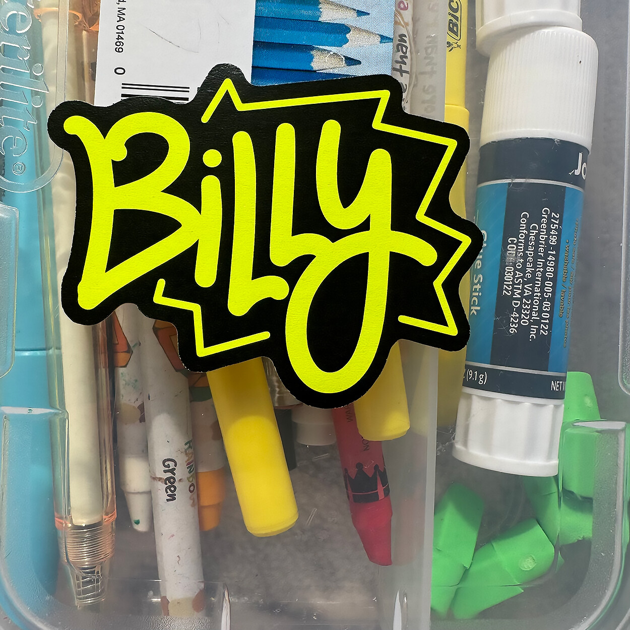 Neon Name Sticker Pack : BILLY | for school or Office | graffiti | Calligraphy