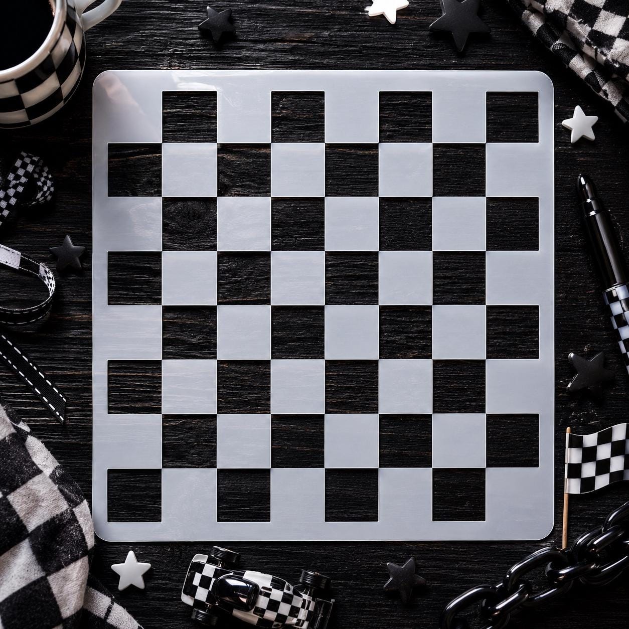 Checkered Flag Stencil Mylar Reusable 190 Micron Racing Pattern Template