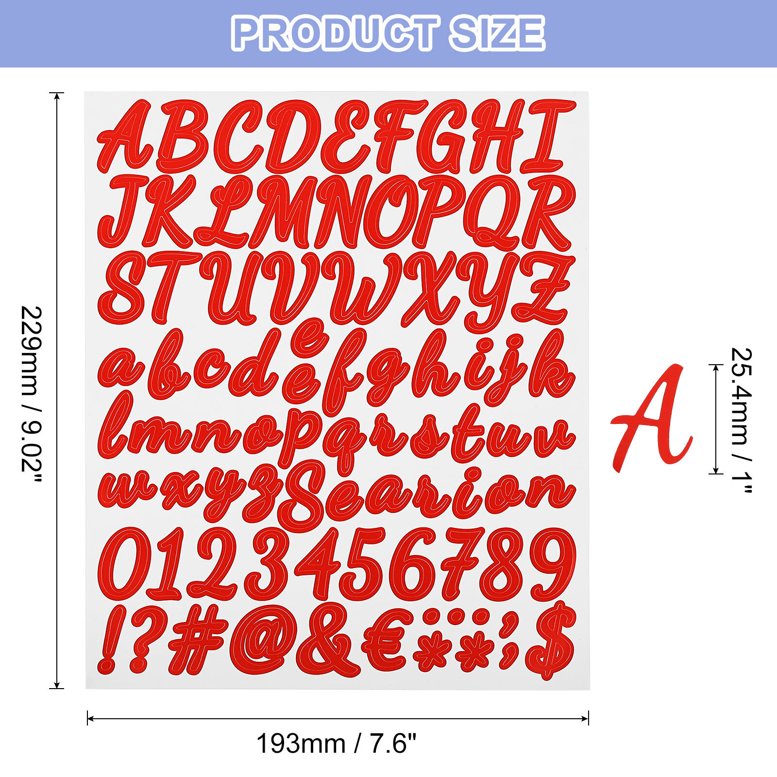 3 Sheet 252 Pcs Self Adhesive Vinyl Letter Number Stickers (Red, 1 Inch)