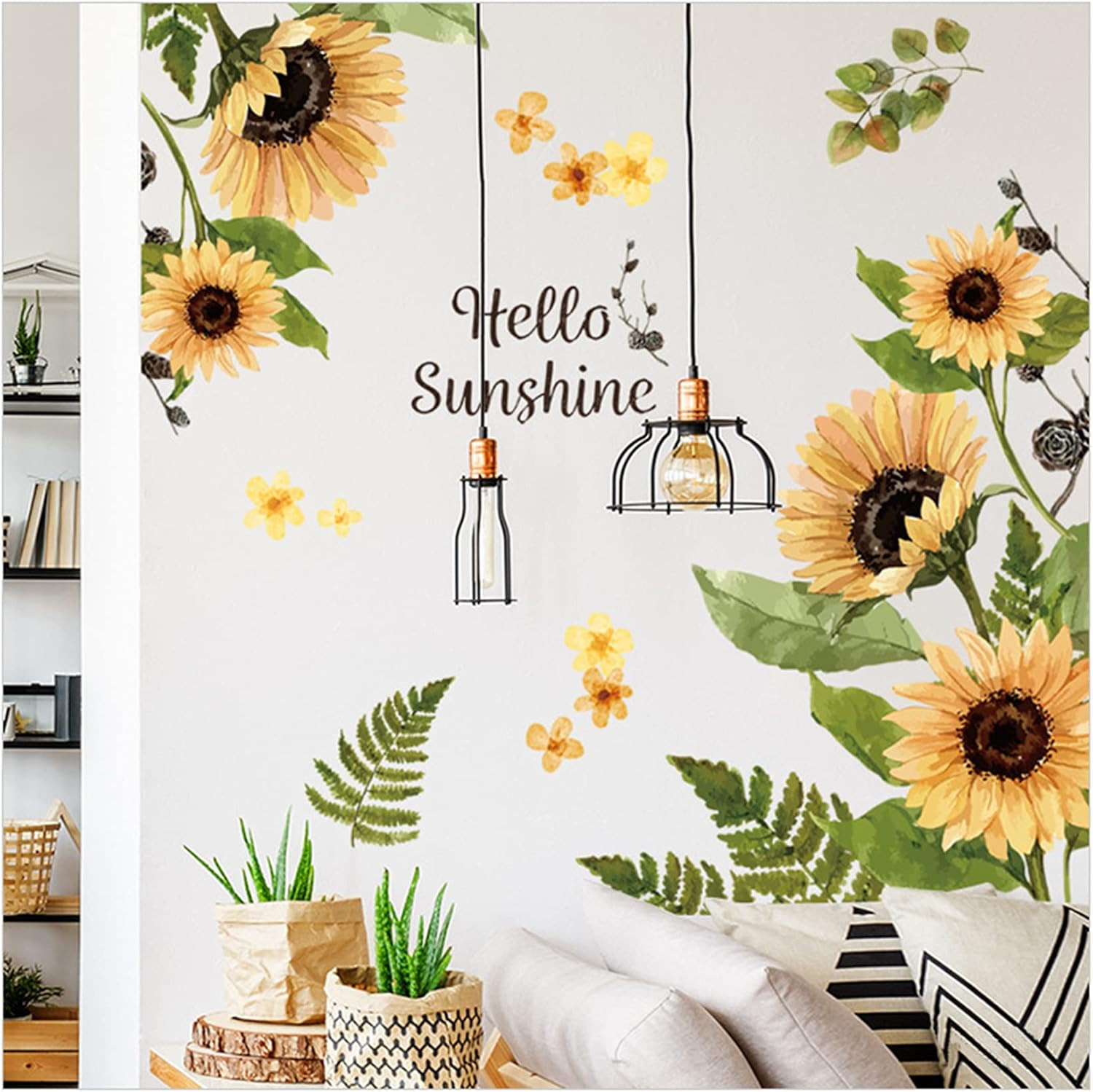 Sunflower Wall Stickers, 3D Yellow Flower Wall Decals, Easy Peel and Stick Wallp