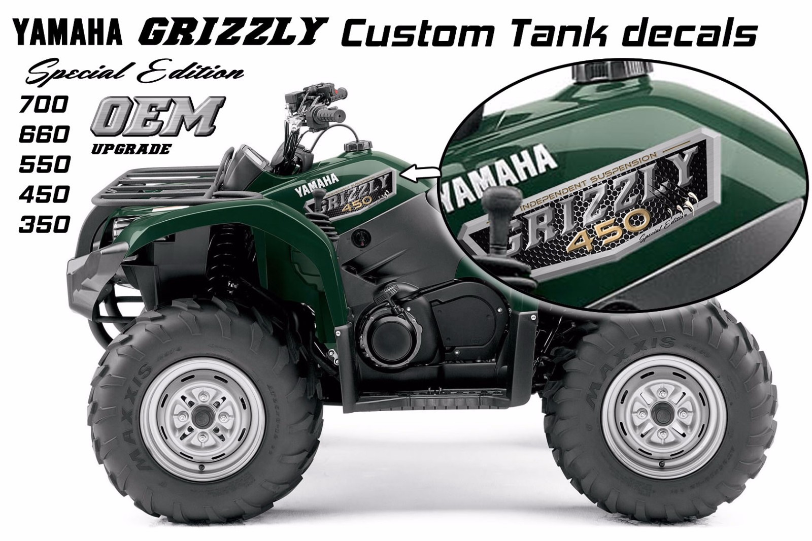 Yamaha Grizzly OEM ATV Tank Decal Graphic Sticker Kit 350 450 550 660 700 4×4
