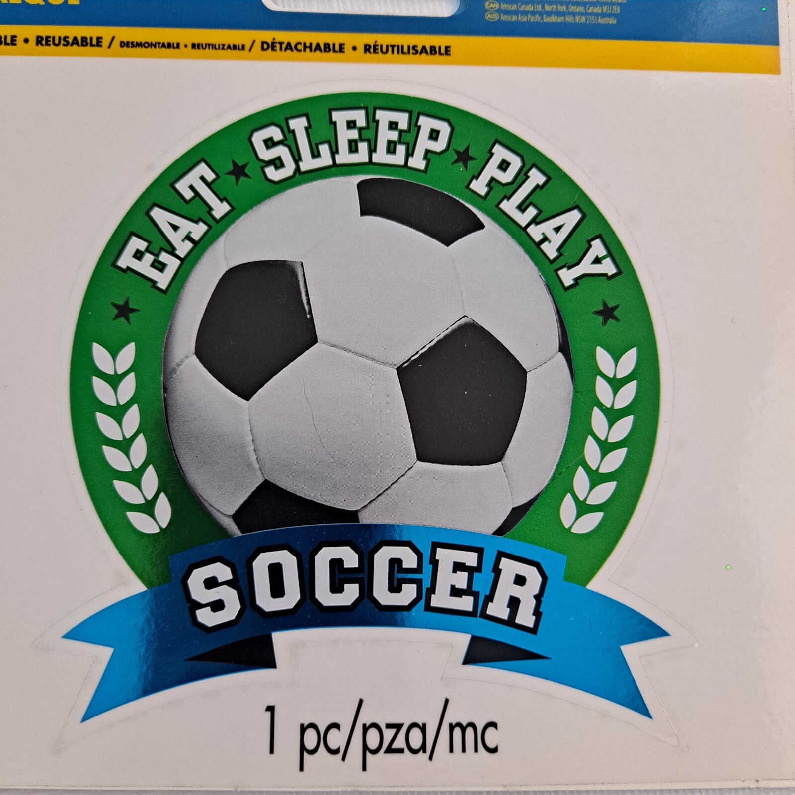 Soccer Car Decal Sports Fan Eat Sleep Play removable reusable sticker 1pc