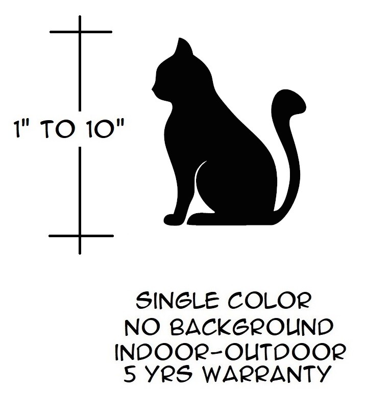 Cat Sticker Vinyl Decal – Kitten Silhouette Pet Animal Kitty Car Window Bumper