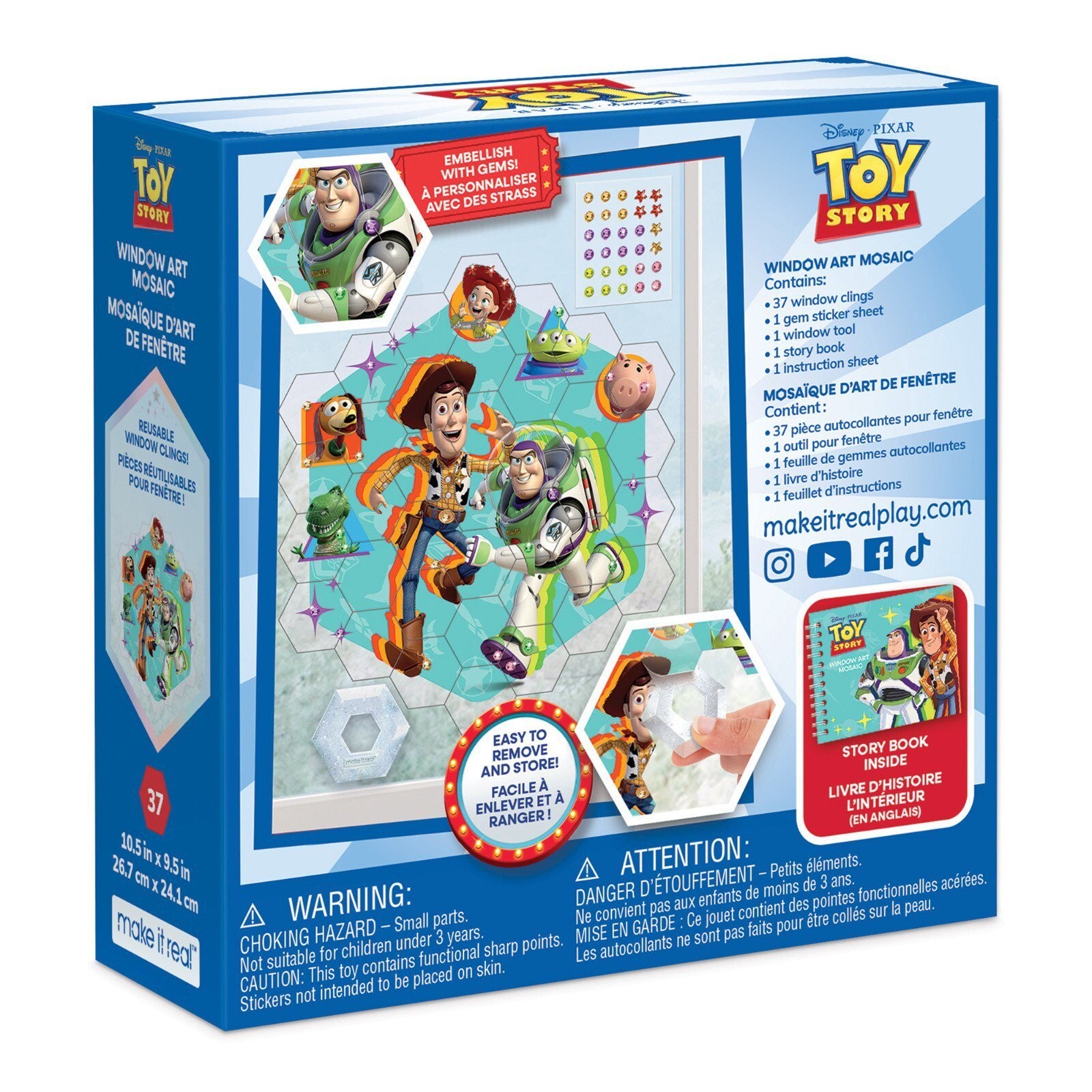 Disney: Window Art Mosaic – Toy Story – 41 pcs, Reusable Window Puzzle Clings