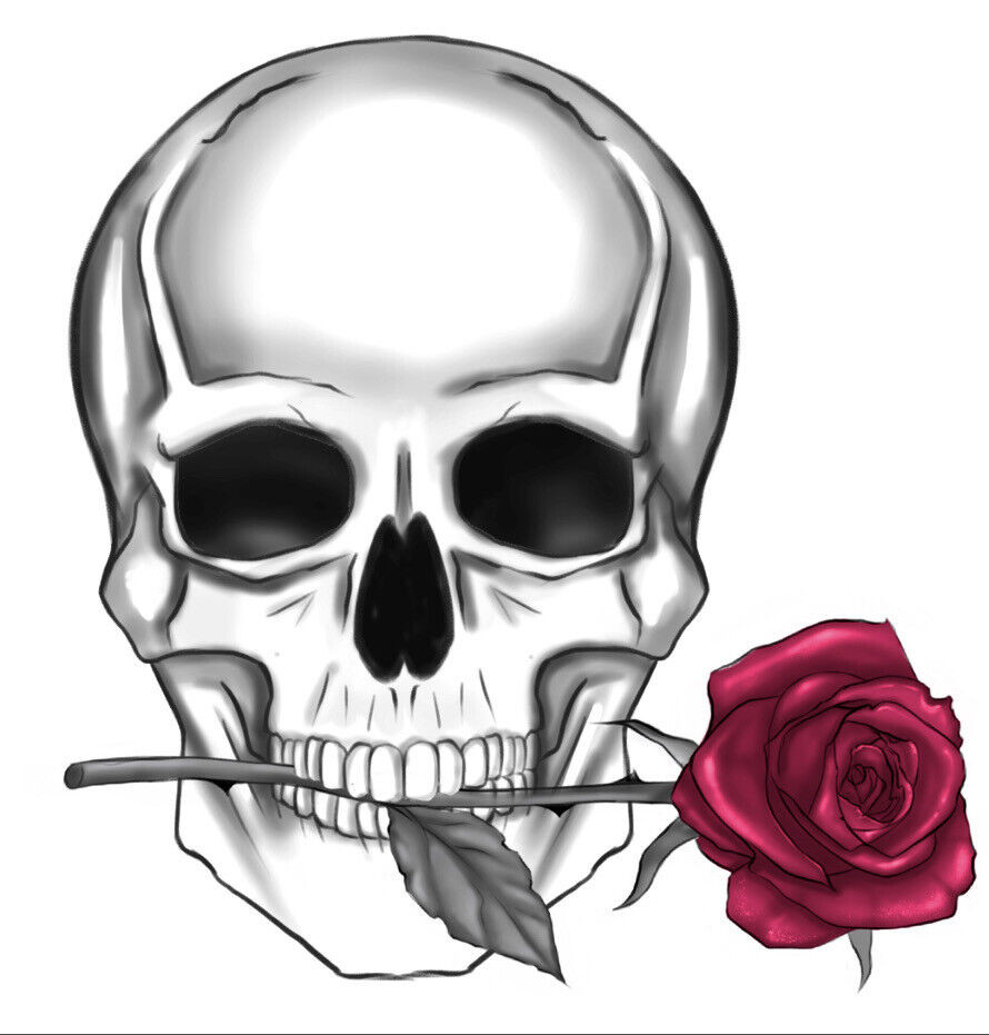 Skull With Rose Sticker Decal