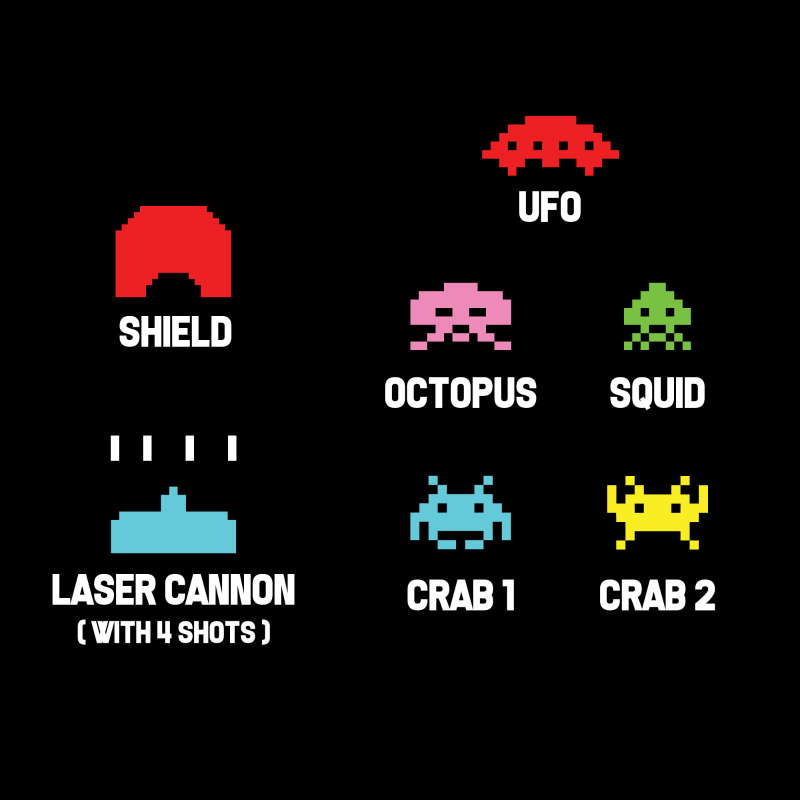 80s Space Invaders Arcade Sprites Vinyl Decals for Car Windshield, Laptop