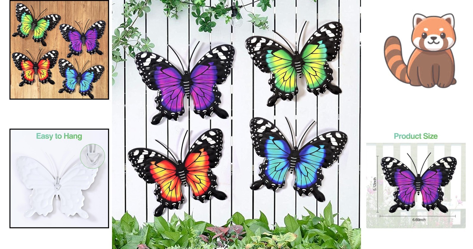 Vibrant Iron Butterfly Wall Art Set – Perfect for Gardens & Living Spaces