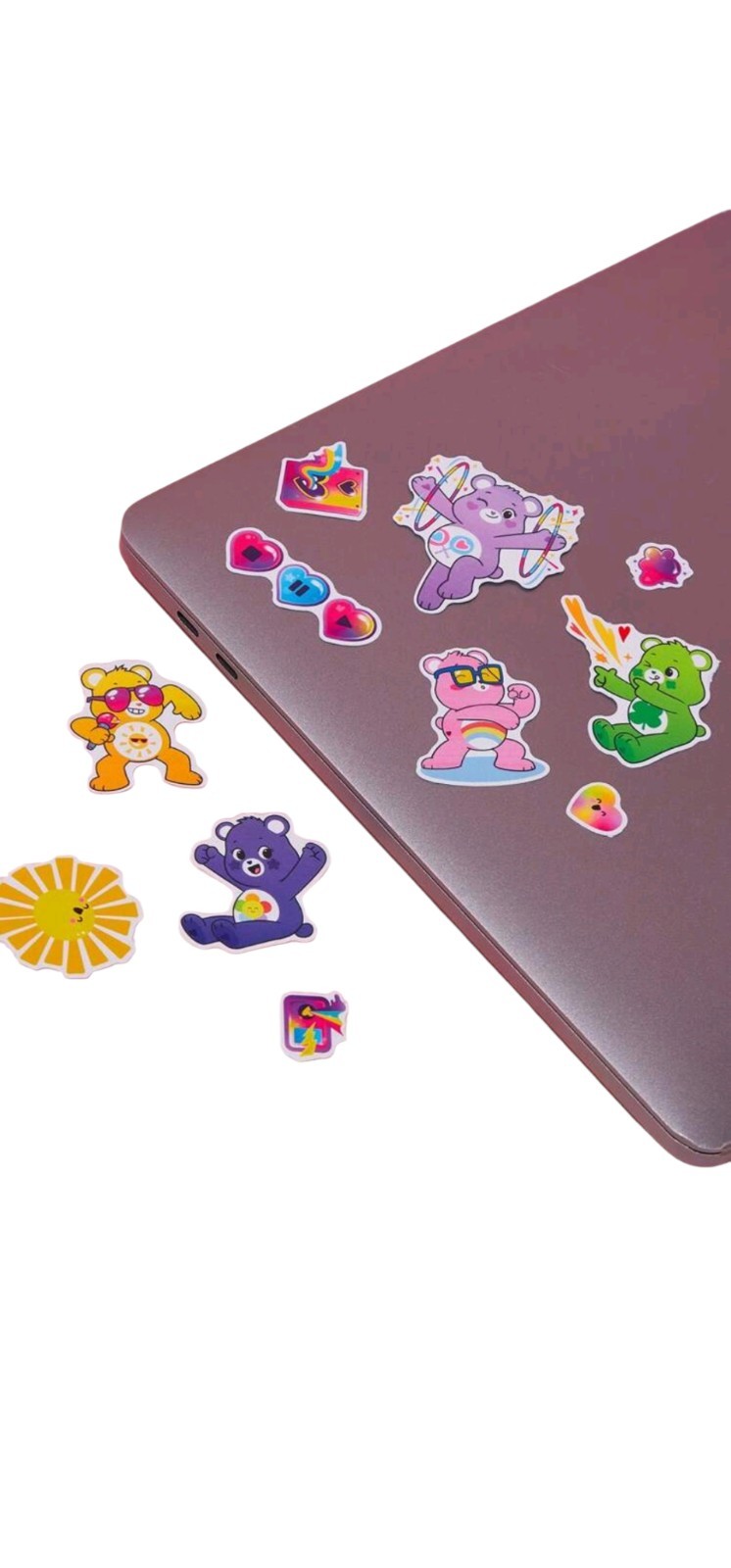 Care Bears Kids Sticker Decal Set, Multicolor Assorted Bears, Laptop