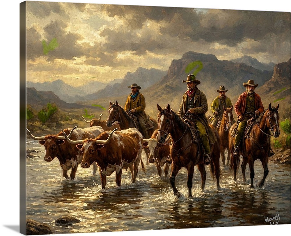 Lonesome Dove Cattle Drive Here They are Driving a Herd To Montana Canvas Wrap