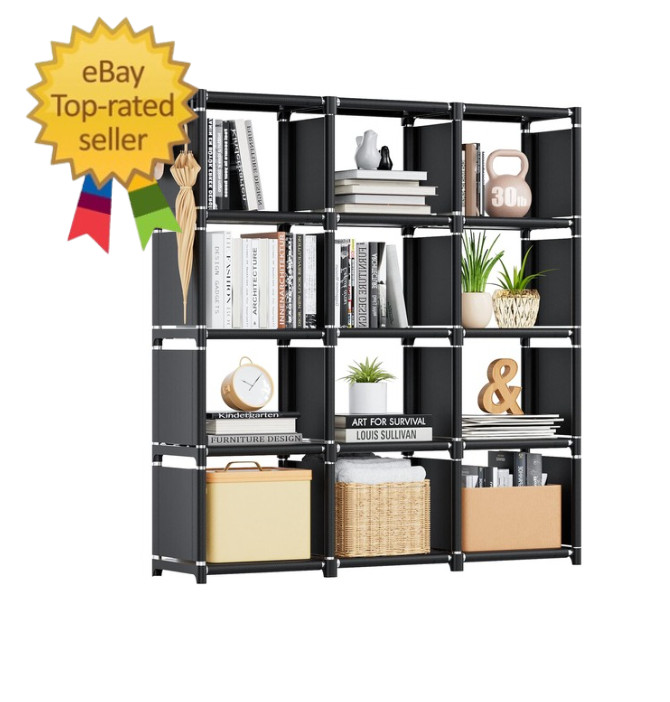 Book Shelf, 12 Cube Storage Organizer, DIY Bookcase, Metal Bookshelf,Tall Book c