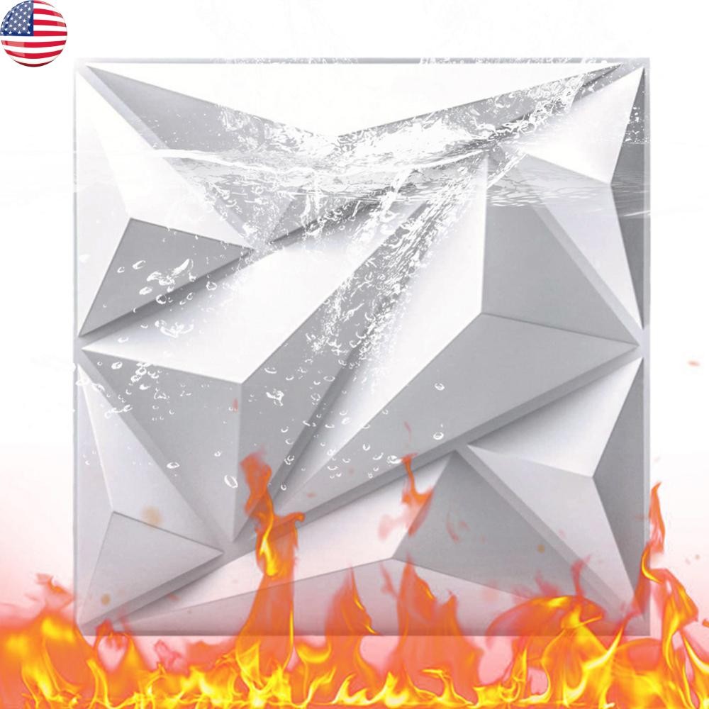 50Pcs 3D Wall Panel Diamond 30x30cm 3D Wall Paper (White)