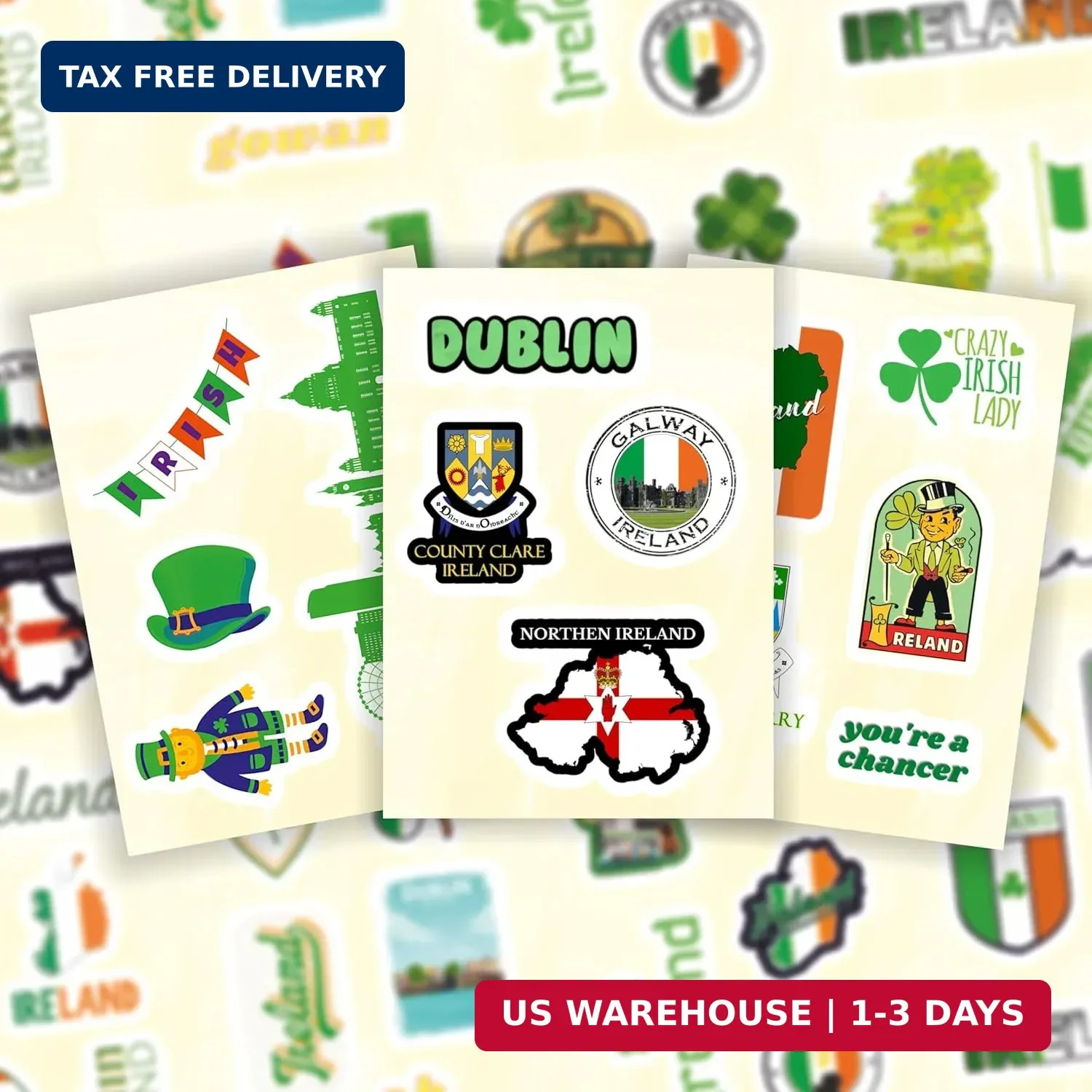 BulbaCraft Ireland Stickers, Irish Stickers for Water Bottle and Laptop – Irelan