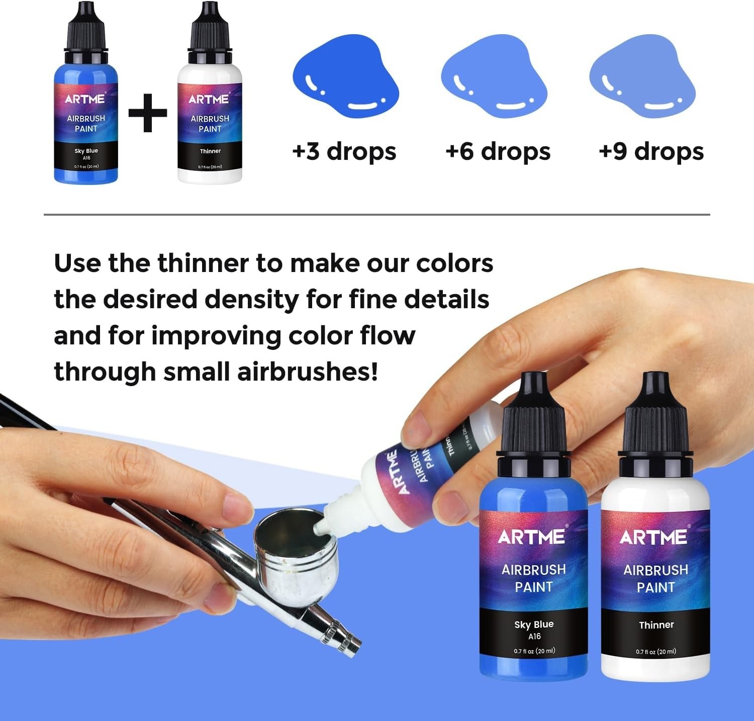 42 Color Acrylic Airbrush Paint Set with Thinners – Opaque, Metallic, Neon
