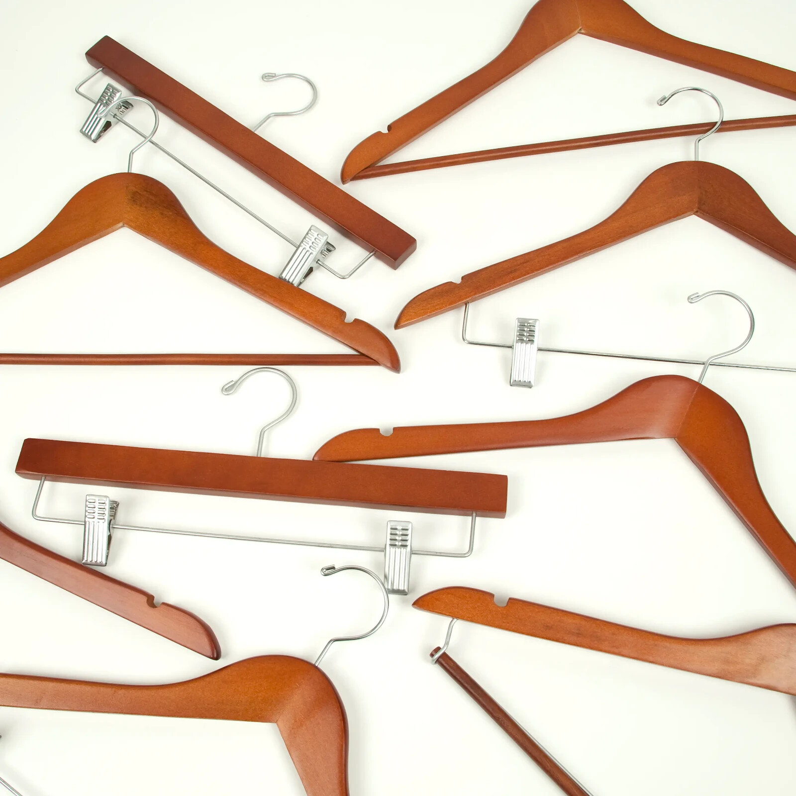 17" Long Wooden Wishbone Hanger Pants Bar Natural Metal WH1731BNC (Pack of 100)