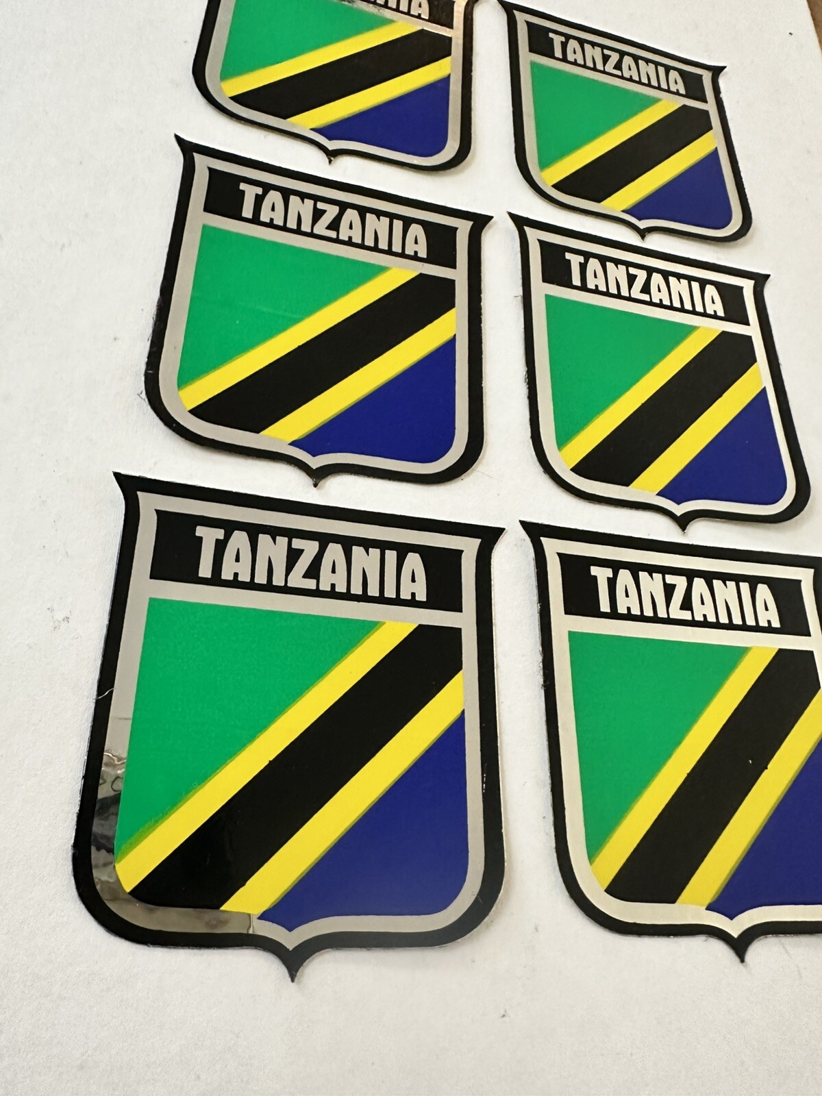 Tanzania International Flag Sticker Decal Lot Of 6 – Vintage New Old Stock –