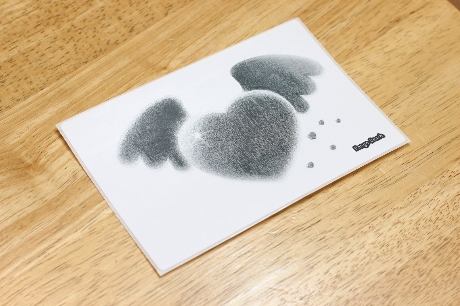 Heart Cupid B/W 4"x6" Thermal Sticker – Cute Angel Wings – Pongo Beach