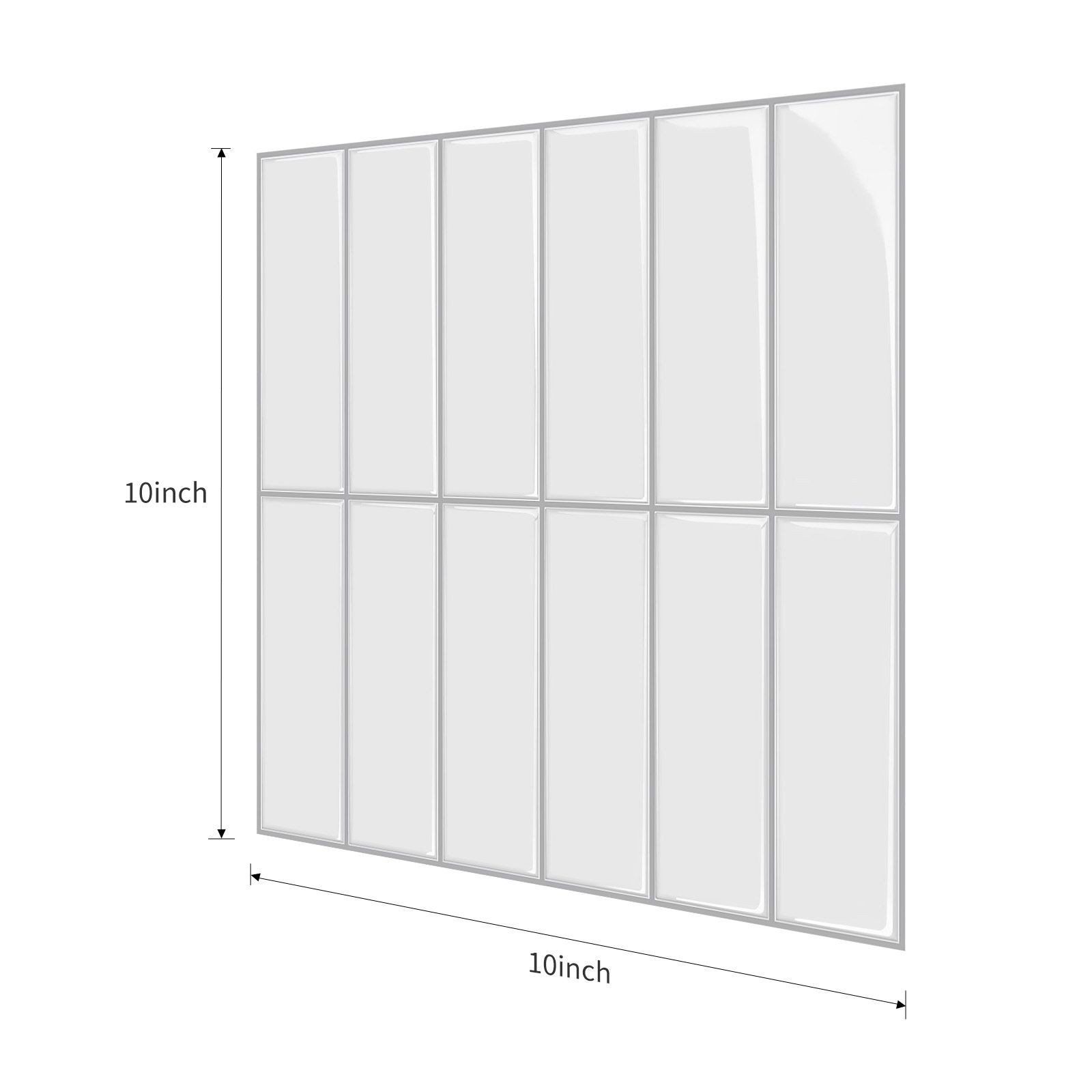 10 Pack 10" White 3D Wall Tiles PVC Self Adhesive Waterproof Kitchen Bathroom