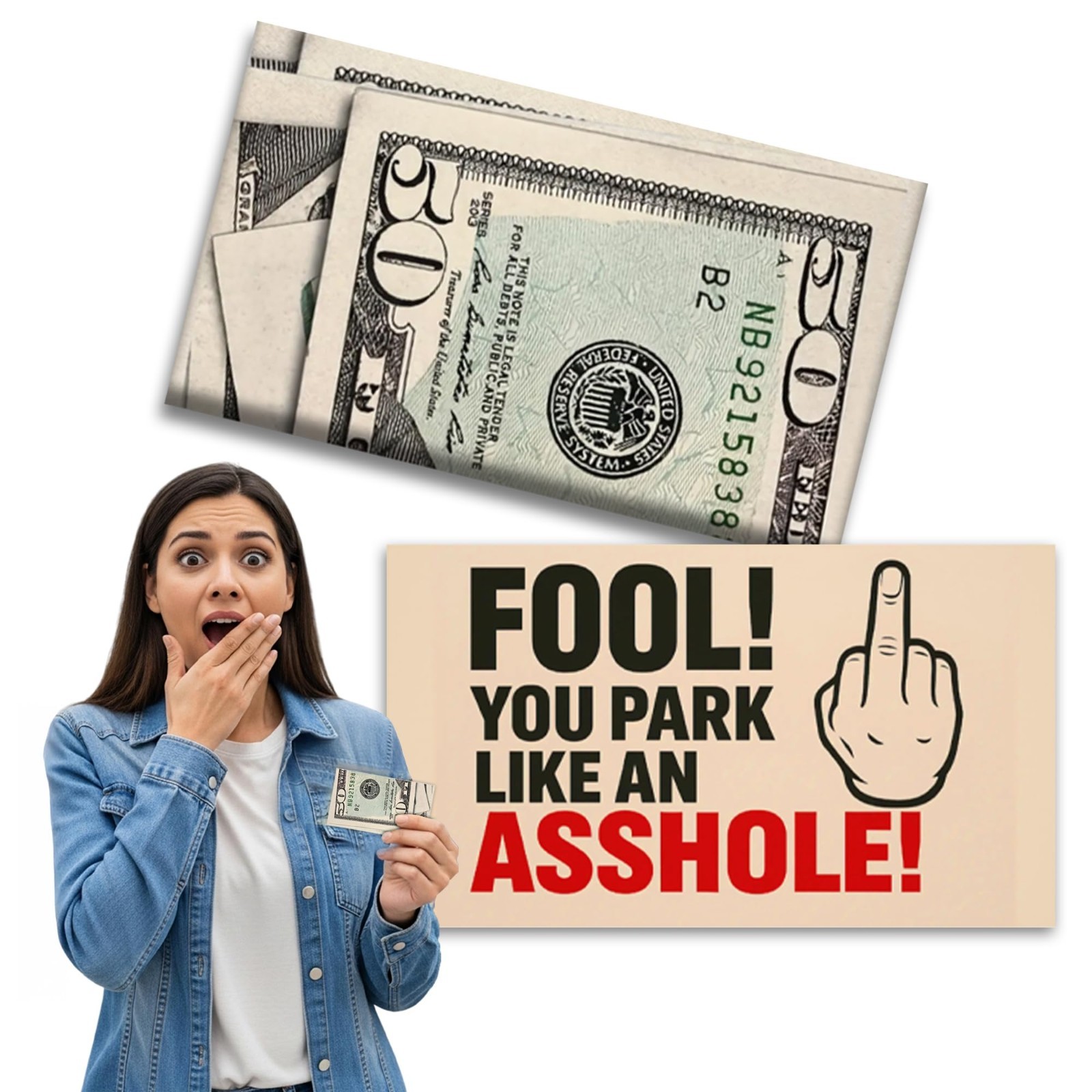 Funny Parking Prank Cards – "You Park Like an A*shole" – 50 Realistic Gag Gift N