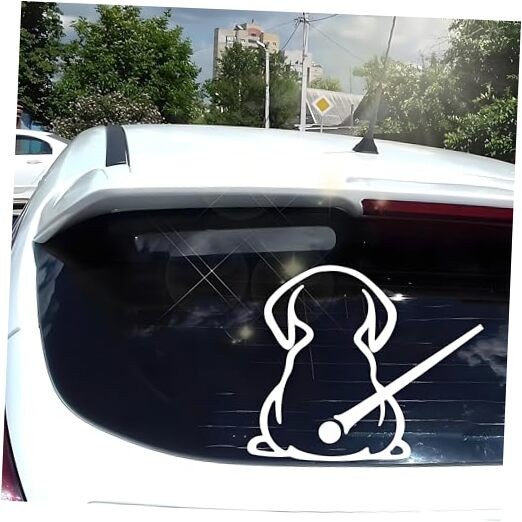 Reflective Dog Tail Wiper Decal, White Car Rear Window Sticker, Funny Moving