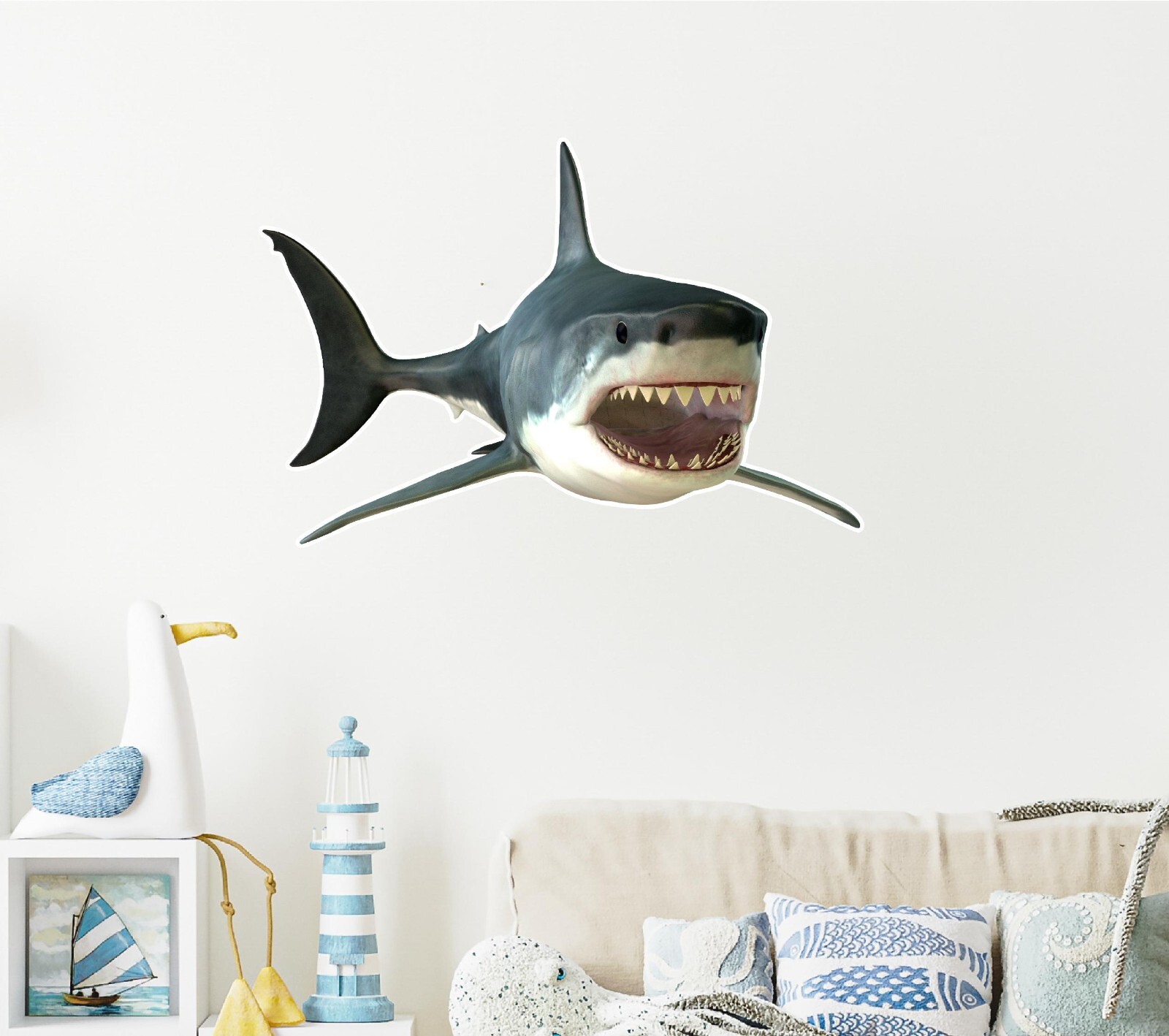 Shark Wall Sticker Kids Room Decoration or Office Smooth Surface Amazing Design