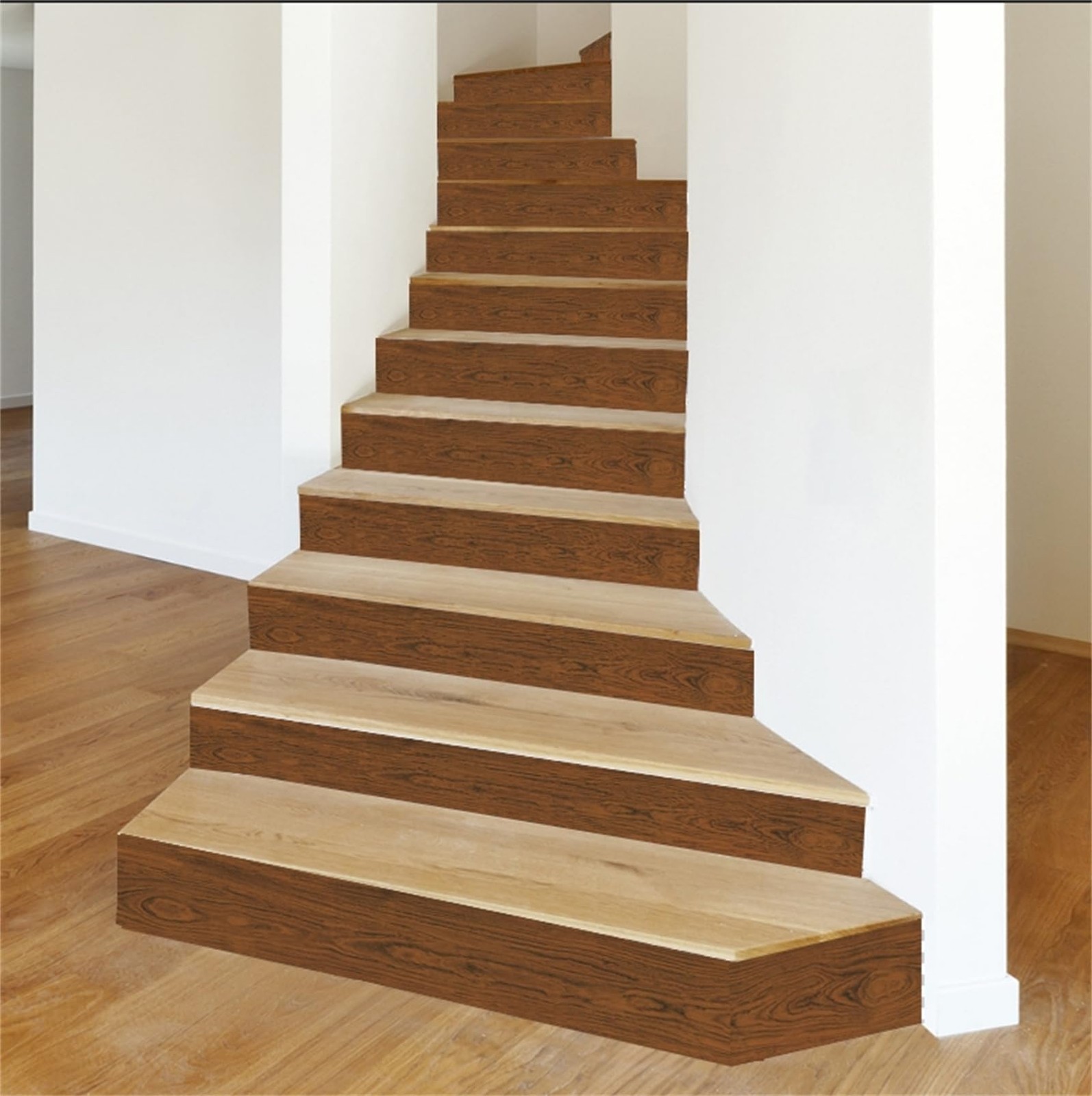 artfanke 6Pcs Vintage Wood Grain Stair Stickers Peel and Stick – Faux Wood Stair