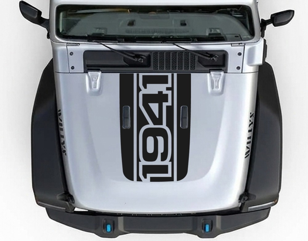 Hood Blackout Decal with 1941 Fits 2018-2026 Jeep Wrangler Gladiator