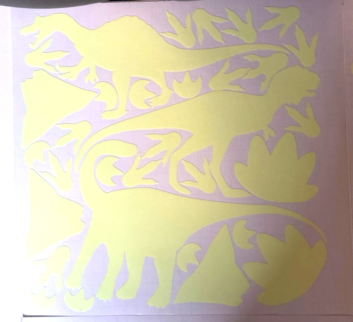 Glow In The Dark Dinosaur Wall Decals 9 Sheets Total Approx 240 Decals Kids Room