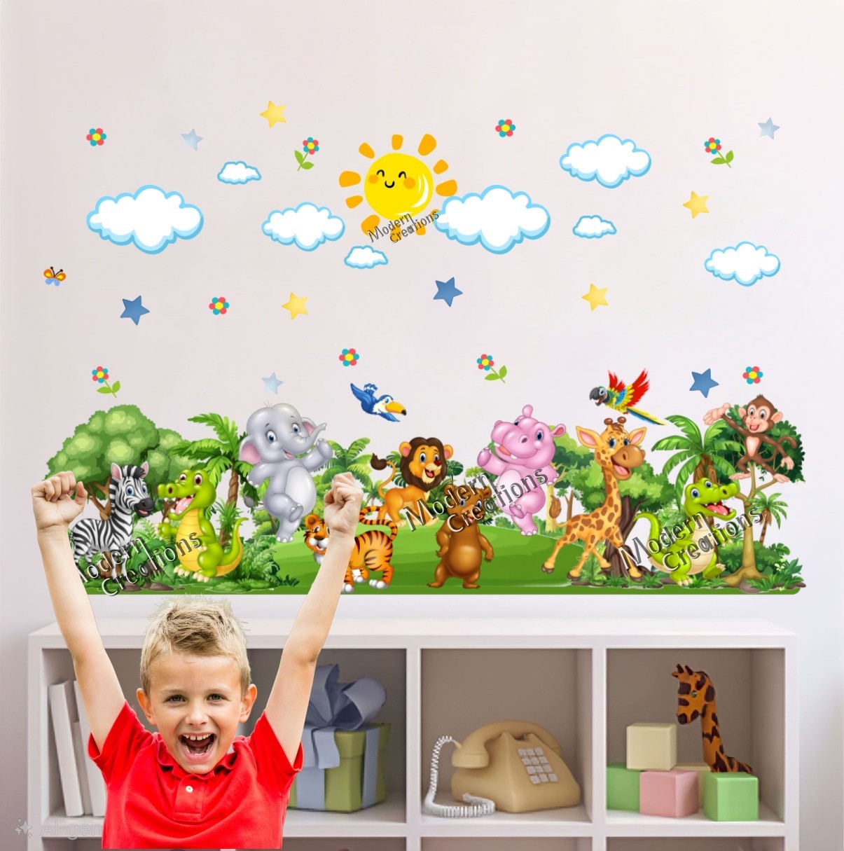 Forest Wall Stickers Decals Kids Nursery Rooms Decor Large Jungle Animals Enjoy