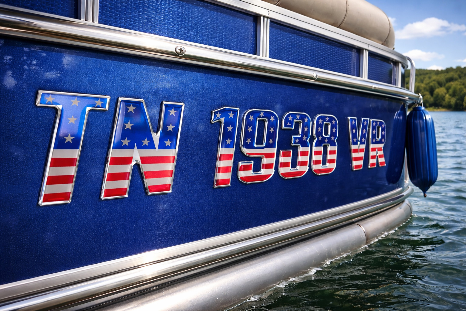 USA Flag Boat and Jet Ski Lettering Marine Grade Raised Registration Numbers