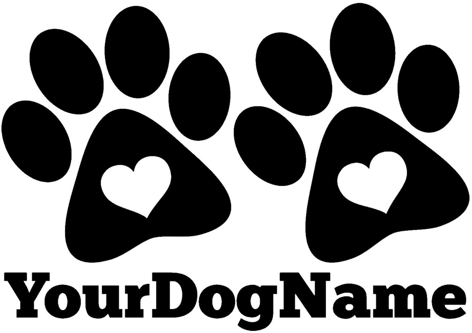 Dog Paws With Dog Name Decal – Pet Dog Footprint and Name Custom Vinyl Sticker