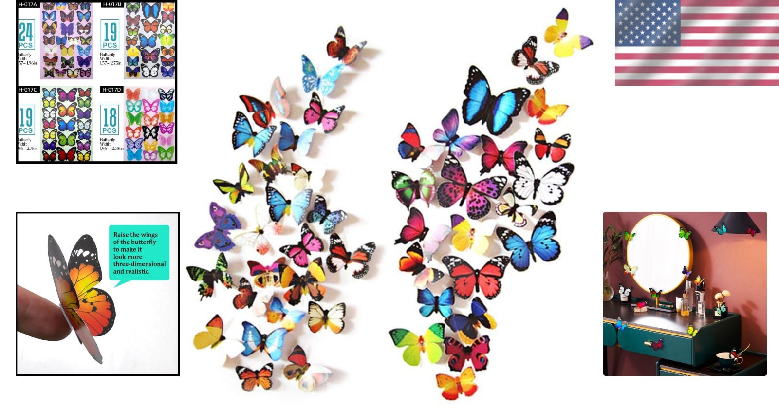 Vibrant 80 Pcs Butterfly Wall Stickers – Perfect for Kids' Rooms & Parties