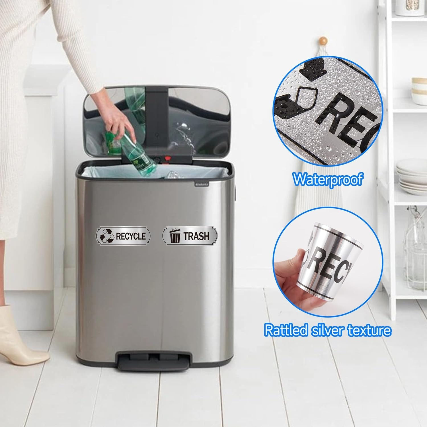 Elegant Self-Adhesive Recycling Stickers for Home, Office, and Outdoor Use – 7in