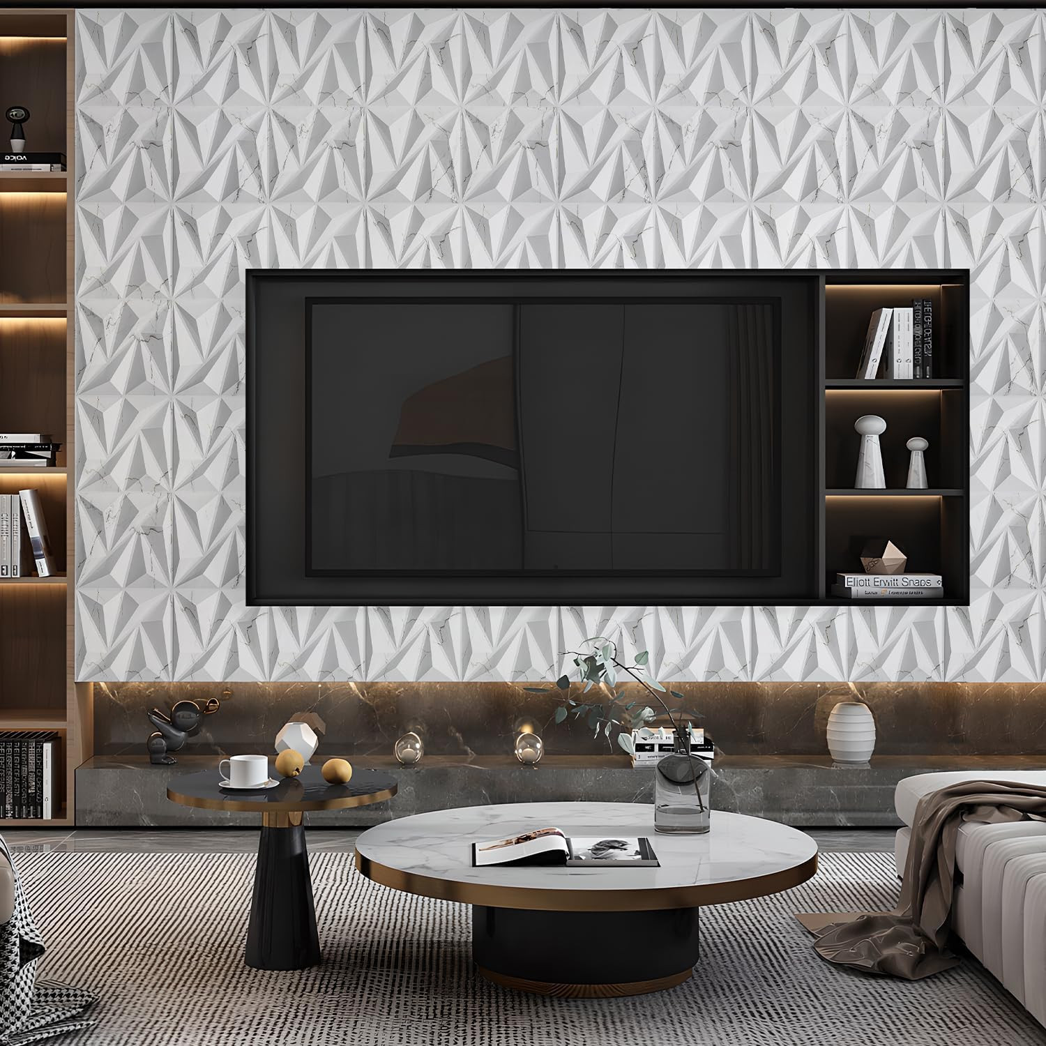 33 Pack 3D Diamond Textured Wall Panels for Elegant Home Decor