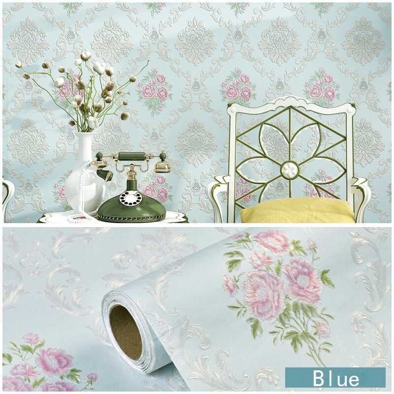 Wallpapers Embossed Textured Self-adhesive Wall Stickers Decal Floral DIY Modern
