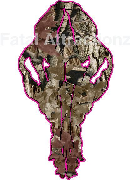 Hot Pink Brown Camo Coyote Skull Vinyl Decal sticker fox hunt varmint predator